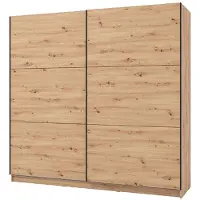 Dmora Piateda - Grande Armoire, 217x210h cm Chêne Brun Noeuds, 8 Étagères