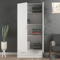 Dmora Amylya - Armoire polyvalente 2 portes, 79x170h cm blanc, un tiroir