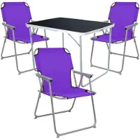 Mojawo set de camping 4 pièces table de camping + 3 chaises de camping chaise pliante