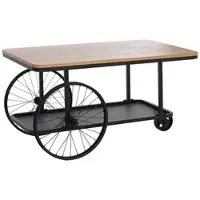 Mendler Table basse HWC-Q69, table d'appoint, table de salon, pneu, style industriel rétro, en bois, 54 x 100 x 60 cm naturel, noir