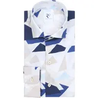 R2 Chemise Géométrique Imprimé Bleu
