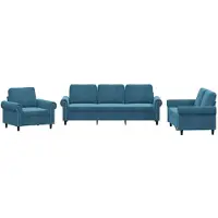 Super Merchant Ensemble de canapés 3 pcs avec coussins Bleu Velours