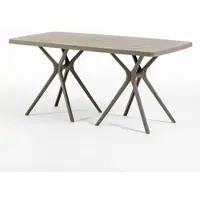 Idea New Garden Srl Table d'extérieur rectangulaire 158x84 cm en polypropylène avec fibres de verre, robuste et résistante, ouverture centrale pour parasol, design moderne - OLIVER - Beige