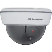 Relaxdays 2 caméras factices, voyant LED clignotant, pour l'intérieur et l'extérieur, dissuasion contre les cambrioleurs, caméra de surveillance factice, blanche