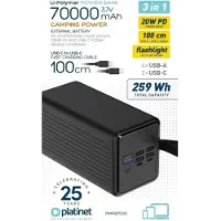 Platinet Batterie externe PMPB6020 70 000 mAh, noire (70000 mAh), Chargeur de secours, Noir