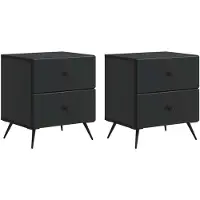 vidaXL Cabinet de chevet avec tiroir 2 pcs Noir 43 x 34,5 x 47,5 cm