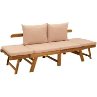 vidaXL Banc de jardin 3 en 1 avec coussin, en bois d'acacia massif, finition naturelle