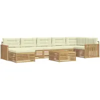 vidaXL Ensemble de salon de jardin 8 pièces, blanc et crème