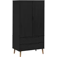 vidaXL Armoire modèle MOLDE, noire, 90 x 55 x 175 cm