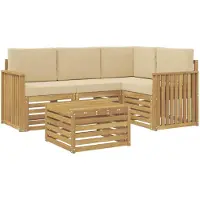 vidaXL Ensemble de canapés d'extérieur , 5 pièces, blanc et beige, en polyester