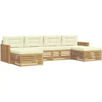 vidaXL Ensemble de canapés d'extérieur , 6 pièces, blanc et crème, en bois massif d'acacia