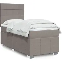 vidaXL Lit boxspring avec matelas Taupe 100x200 cm Tissu