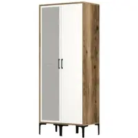 Dmora Anfo - Armoire 2 Portes, 80x201h cm Noyer Marron, 5 Étagères