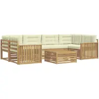 vidaXL Ensemble de salon de jardin 7 pièces, blanc et crème