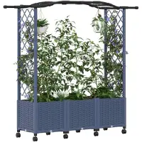 vidaXL Jardinière surélevée avec treillis et toit gris, 164 x 40 x 144 cm, en polypropylène