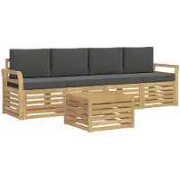 vidaXL Ensemble de salon de jardin 5 pièces, blanc et anthracite, en polyester