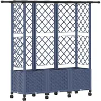 vidaXL Jardinière surélevée avec treillis et toit, gris, 163,5 x 40 x 142 cm, PP