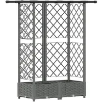 vidaXL Jardinière surélevée avec treillis et toit, gris clair, 124 x 40 x 121 cm, en polypropylène