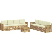 vidaXL Ensemble de salon de jardin , 9 pièces, blanc et crème, en polyester