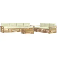 vidaXL Ensemble de salon de jardin 8 pièces, blanc et crème