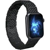 Pitaka Carbon Fiber Link Band Retro 42/44/45/49mm (Acier inoxydable, Fibre de carbone), Sangles de montre, Gris, Noir