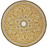 Homescapes Tapis d'extérieur résistant aux intempéries, rond, beige-jaune, Ø 180 cm, tapis de jardin Rae à motifs orientaux, tapis de balcon réversible