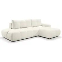 AX Living Canapé d'angle avec fonction sommeil Hosio, 288 cm en blanc creme noble droite