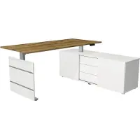 Kerkmann Ensemble de bureau complet Move 3 180 x 80 x 72-120 avec buffet argent/chêne