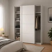 Dmora Paeng - Armoire 2 Portes, 182x220h cm Blanc Brillant, Porte-manteau