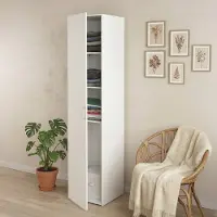 Dmora Khutulun - Armoire Multifonction 1 Porte, 42x175h cm Blanc, Porte-Manteaux