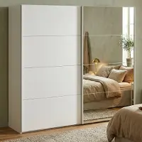 Dmora Catalina - Armoire 2 Portes, 243x220h cm Blanc Brillant, Portemanteau