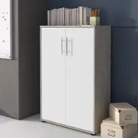 Dmora Parabita - Armoire Multiusage 2 Portes, 79x118h cm Gris Ciment, 4 Étagères