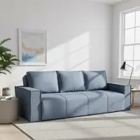 Dmora Naturno - Canapé-lit 3 places, 231x99 cm bleu, Rangement