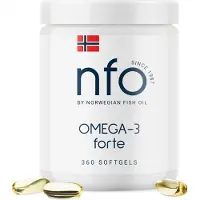 NFO Omega-3 Forte 360 - Gélules d'huile de poisson avec EPA, DHA pour le cur et le cerveau [360 gélules en gel souple]