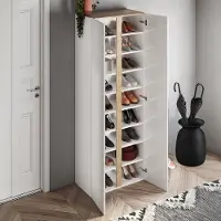 Dmora Gradoli - Armoire polyvalente 2 portes, 70x185h cm blanc brillant, tiroirs Italy