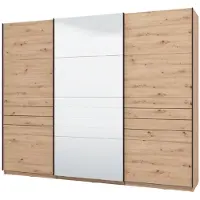 Dmora Tures - Grande Armoire, 267x217h cm Chêne Brun Nœuds, Porte-manteaux
