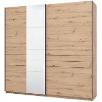 Dmora Spartano - Grande Armoire, 220x218h cm Chêne Brun Nœuds, Porte-manteaux