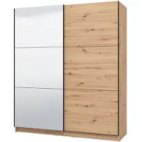 Dmora Verzino - Grande Armoire 179x210 cm Chêne Brun Nœuds, Porte-manteaux