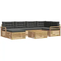 vidaXL Ensemble de canapés d'extérieur avec coussins, 7 pièces, blanc et anthracite
