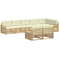 vidaXL Ensemble de salon de jardin , 8 pièces, blanc et crème, en polyester
