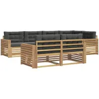 vidaXL Ensemble de salon de jardin , 7 pièces, blanc et anthracite, en polyester
