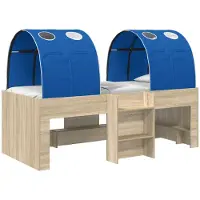 vidaXL Lit avec tunnel, 4 pièces, en bois imitation chêne Sonoma et en panneaux de particules bleus
