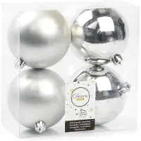 Christmas Decoration Boules de Noël en plastique 10cm 4 pièces - Argent