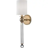 Casa Padrino Applique murale de luxe couleur laiton antique / blanc 12,7 x 17,2 x H. 56,5 cm - Lampe murale avec verre en cristal et abat-jour rond en soie