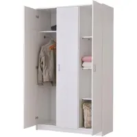 Dmora Licodia - Armoire 3 Portes, 120x52 cm Blanc, Porte-manteaux