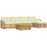 vidaXL Ensemble de canapés d'extérieur , 6 pièces, blanc et crème, en polyester