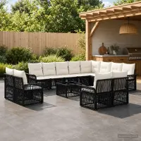 Prolenta Maison Exclusive - Ensemble de canapés de jardin, 13 pièces, en résine tressée noire et crème
