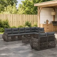 Prolenta Maison Exclusive - Ensemble de canapé de jardin, 9 pièces, gris et gris foncé, en résine tressée (poly-rattan)