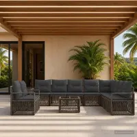 Prolenta Maison Exclusive - Ensemble de canapé de jardin, 11 pièces, gris, en résine tressée