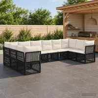 Prolenta Maison Exclusive - Ensemble de canapés de jardin, 10 pièces, 10 places, en résine tressée noire